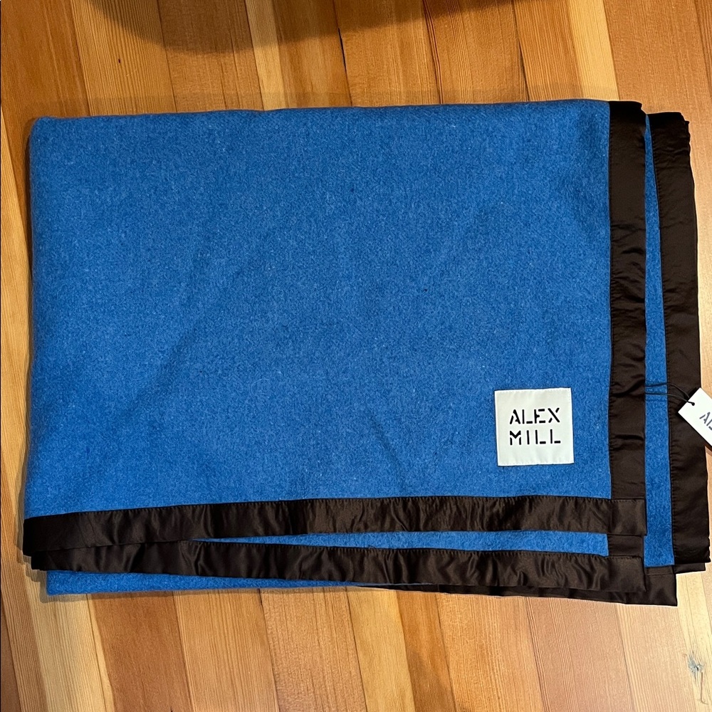 Alex Mill wool throw blanket New NWT blue